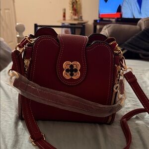 Elegant Burgundy Shoulder Bag-new;leather
